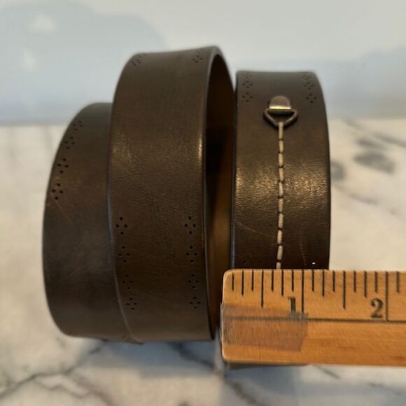 Allen Edmonds Men's Dark Brown Leather Belt detailed edges sz 44 Italy - Picture 6 of 13